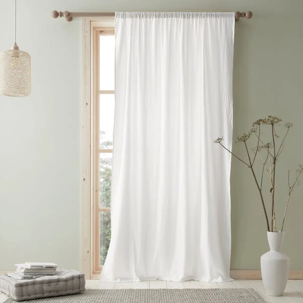 Dunelm Crinkle Cotton White Slot Top Single Voile Panel 4 Dunelm Crinkle Cotton White Slot Top Single Voile Panel - Image 2