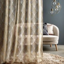 Dunelm Geo Foil Gold Slot Top Single Voile Panel 8 Dunelm Geo Foil Gold Slot Top Single Voile Panel -Dunelm Shop 30769585 alt03