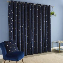 Dunelm Golden Bee Navy Eyelet Curtains -Dunelm Shop 30769610 alt04