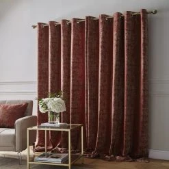 Dunelm Opulent Chenille Red Eyelet Curtains 8 Dunelm Opulent Chenille Red Eyelet Curtains -Dunelm Shop 30769710 alt04