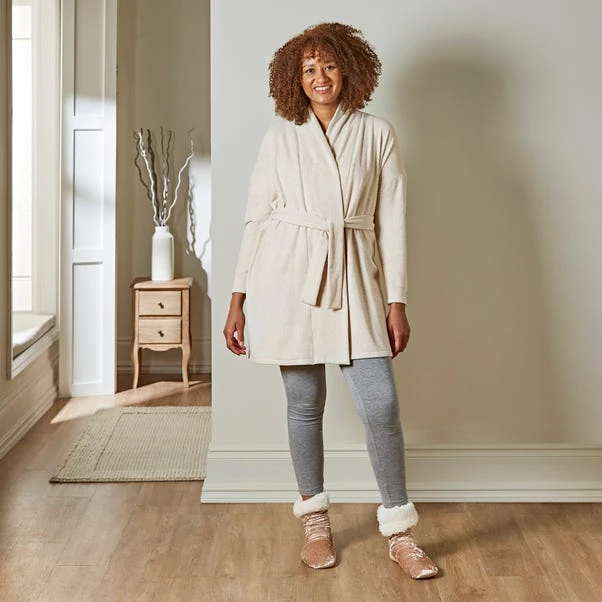 Dunelm Supersoft Lightweight Natural Dressing Gown 6 Dunelm Supersoft Lightweight Natural Dressing Gown - Image 4