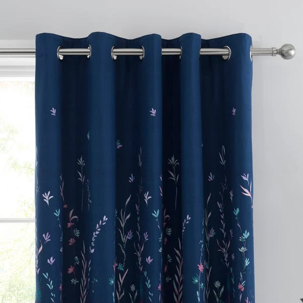 Dunelm Whimsical Floral Midnight Blackout Eyelet Curtains 3 Dunelm Whimsical Floral Midnight Blackout Eyelet Curtains