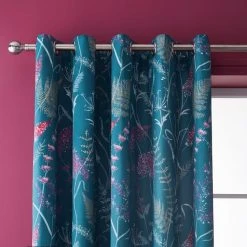 Dorma Winter Garden Teal Blackout Eyelet Curtains