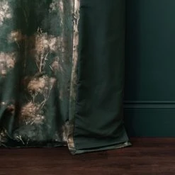 Dunelm Velour Tree Print Emerald Eyelet Curtains -Dunelm Shop 30772392 alt06