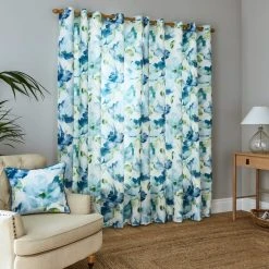 Dunelm Watercolour Floral Blue Eyelet Curtains 10 Dunelm Watercolour Floral Blue Eyelet Curtains -Dunelm Shop 30772759 alt04