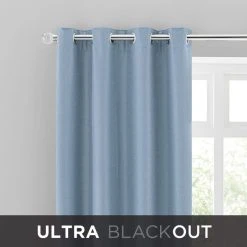 Dunelm Montreal Ultra Blackout Ashley Blue Eyelet Curtains