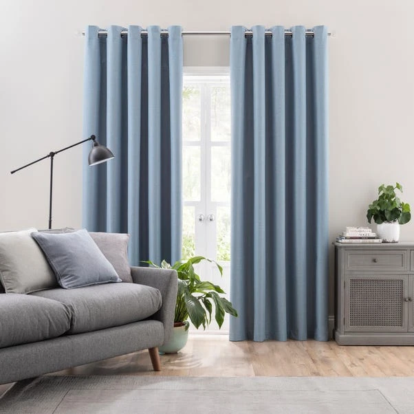 Dunelm Montreal Ultra Blackout Ashley Blue Eyelet Curtains 4 Dunelm Montreal Ultra Blackout Ashley Blue Eyelet Curtains - Image 2