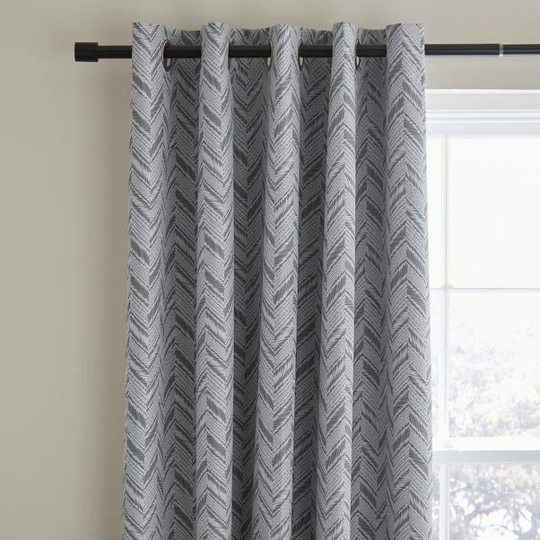 Dunelm Chevron Printed Grey Blackout Eyelet Curtains 3 Dunelm Chevron Printed Grey Blackout Eyelet Curtains