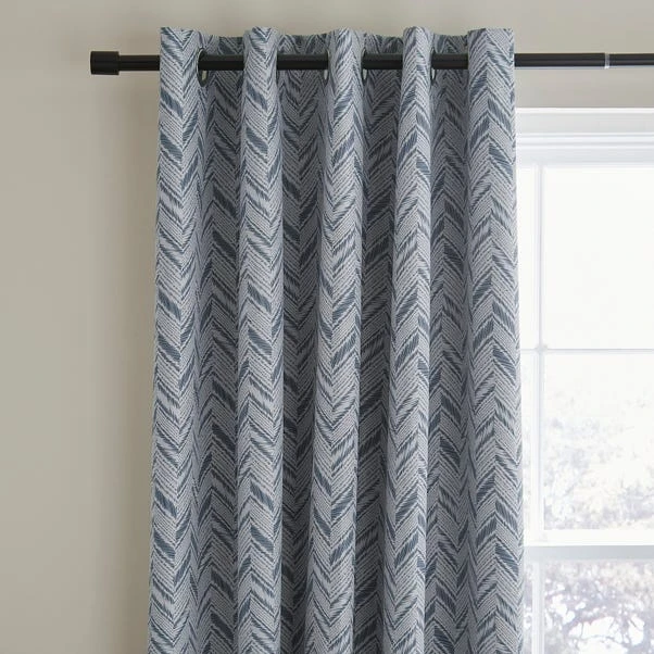 Dunelm Chevron Printed Navy Blackout Eyelet Curtains 3 Dunelm Chevron Printed Navy Blackout Eyelet Curtains