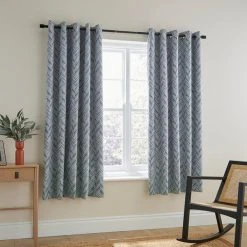 Dunelm Chevron Printed Navy Blackout Eyelet Curtains 8 Dunelm Chevron Printed Navy Blackout Eyelet Curtains -Dunelm Shop 30779281 alt01