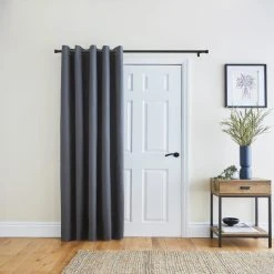 Dunelm Berlin Thermal Blackout Charcoal Eyelet Door Curtain 8 Dunelm Berlin Thermal Blackout Charcoal Eyelet Door Curtain -Dunelm Shop 30779726 alt01