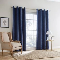 Dunelm Ensley Chenille Thermal Luxe Navy Eyelet Curtains 7 Dunelm Ensley Chenille Thermal Luxe Navy Eyelet Curtains -Dunelm Shop 30779746 alt01