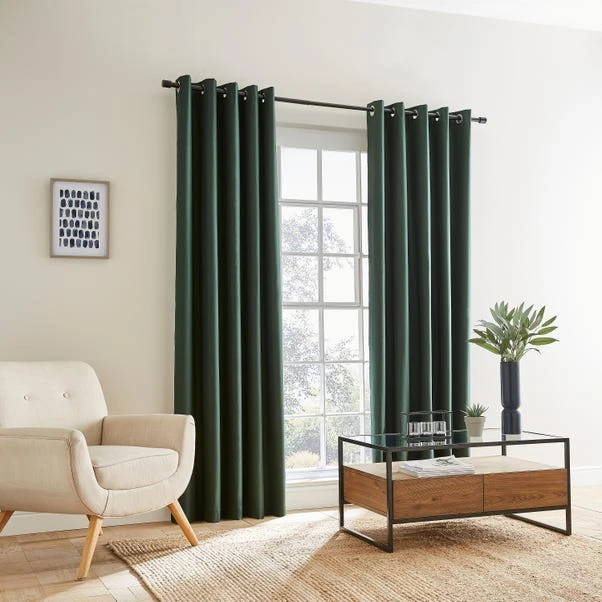 Dunelm Berlin Bottle Green Thermal Blackout Eyelet Curtains 4 Dunelm Berlin Bottle Green Thermal Blackout Eyelet Curtains - Image 2
