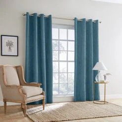 Dunelm Ensley Chenille Thermal Peacock Eyelet Curtains -Dunelm Shop 30779919 alt01