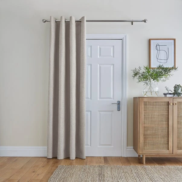 Dunelm Ensley Chenille Sandstone Eyelet Door Curtain 4 Dunelm Ensley Chenille Sandstone Eyelet Door Curtain - Image 2