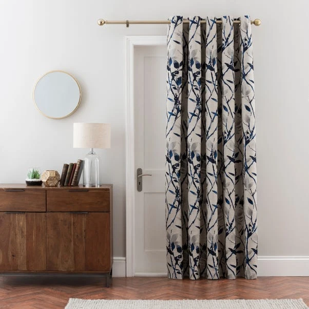 Dunelm Zen Blackout Thermal Blue Eyelet Door Curtains 4 Dunelm Zen Blackout Thermal Blue Eyelet Door Curtains - Image 2