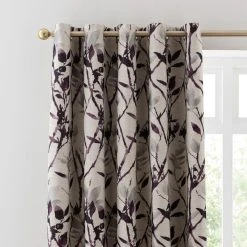 Dunelm Zen Blackout Thermal Plum Eyelet Door Curtains