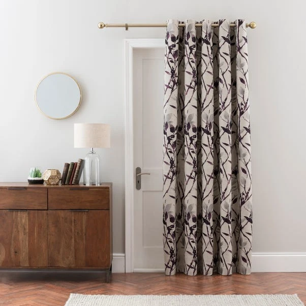 Dunelm Zen Blackout Thermal Plum Eyelet Door Curtains 4 Dunelm Zen Blackout Thermal Plum Eyelet Door Curtains - Image 2