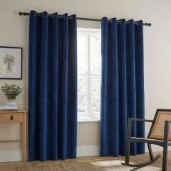 Dunelm Pinsonic Plait Luxe Navy Eyelet Curtains -Dunelm Shop 30788438 alt01