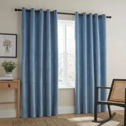 Dunelm Pinsonic Plait Ashley Blue Eyelet Curtains -Dunelm Shop 30788444 alt01