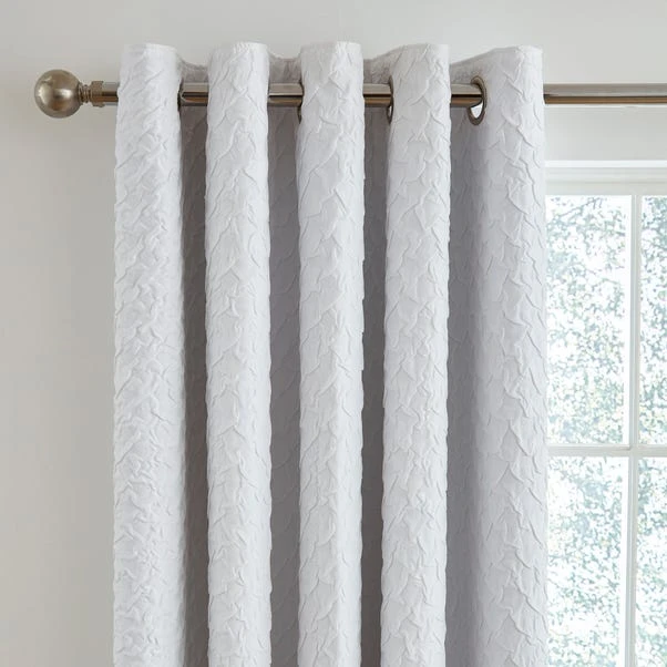 Dunelm Edison Embossed Textured White Blackout Eyelet Curtains 3 Dunelm Edison Embossed Textured White Blackout Eyelet Curtains