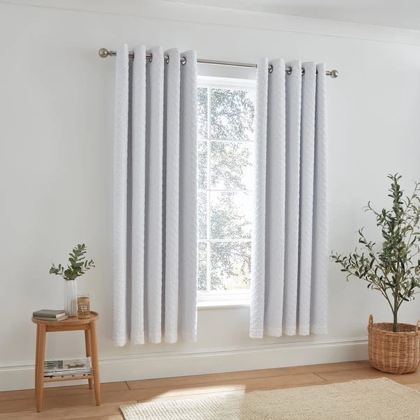 Dunelm Edison Embossed Textured White Blackout Eyelet Curtains 4 Dunelm Edison Embossed Textured White Blackout Eyelet Curtains - Image 2