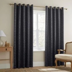 Dunelm Pearl Print Black Eyelet Curtains 7 Dunelm Pearl Print Black Eyelet Curtains -Dunelm Shop 30788746 alt01