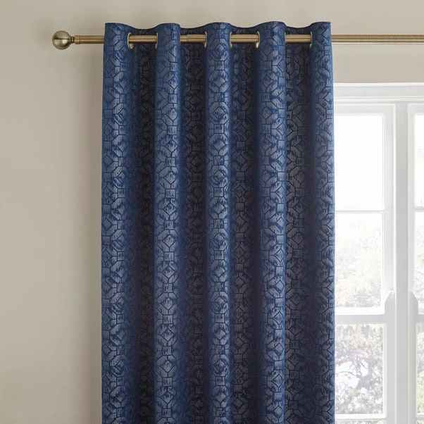 Dunelm Pearl Print Luxe Navy Eyelet Curtains 3 Dunelm Pearl Print Luxe Navy Eyelet Curtains