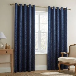 Dunelm Pearl Print Luxe Navy Eyelet Curtains 7 Dunelm Pearl Print Luxe Navy Eyelet Curtains -Dunelm Shop 30788764 alt01