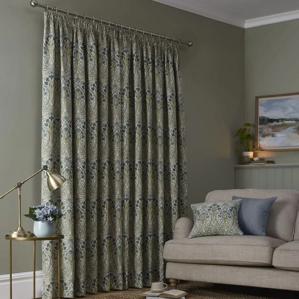 Dunelm Lucetta Prussian Blue Pencil Pleat Curtains 4 Dunelm Lucetta Prussian Blue Pencil Pleat Curtains - Image 2