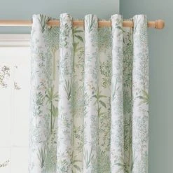Dunelm Botanical Trees Sage Eyelet Curtains