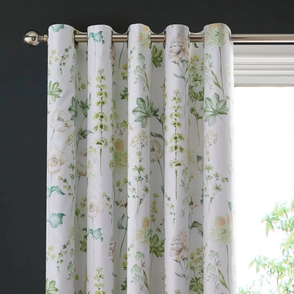 Dorma Flora Botanica Green Blackout Eyelet Curtains 3 Dorma Flora Botanica Green Blackout Eyelet Curtains