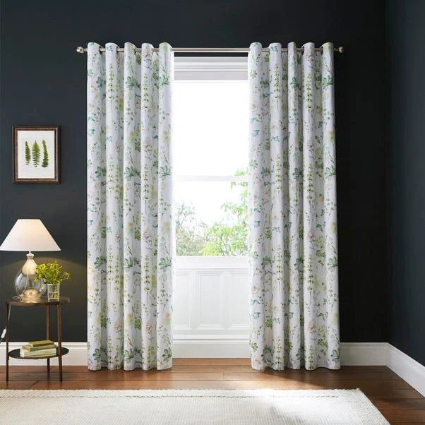 Dorma Flora Botanica Green Blackout Eyelet Curtains 4 Dorma Flora Botanica Green Blackout Eyelet Curtains - Image 2