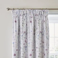 Dorma Wildlflower Mauve Blackout Pencil Pleat Curtains