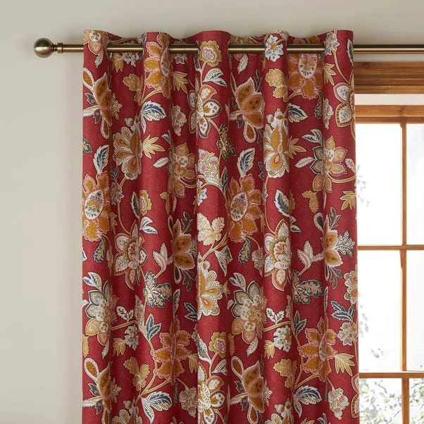 Dorma Samira Saffron Red Blackout Eyelet Curtains 3 Dorma Samira Saffron Red Blackout Eyelet Curtains