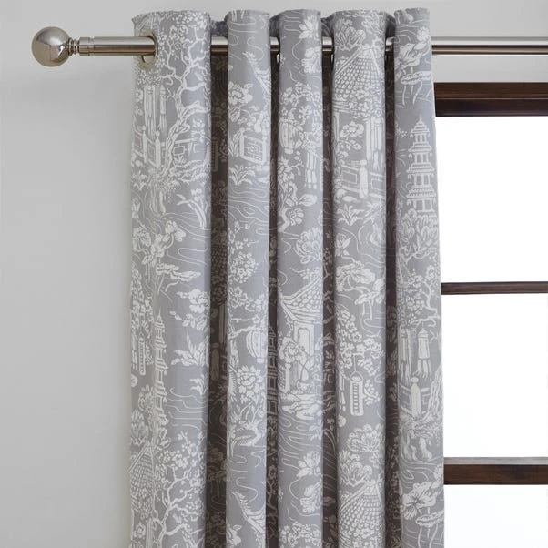 Dunelm Pagoda Grey Eyelet Curtains 3 Dunelm Pagoda Grey Eyelet Curtains