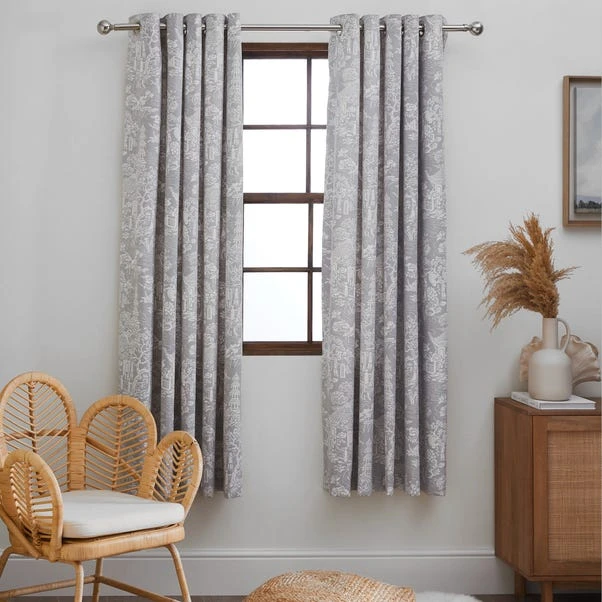 Dunelm Pagoda Grey Eyelet Curtains 4 Dunelm Pagoda Grey Eyelet Curtains - Image 2