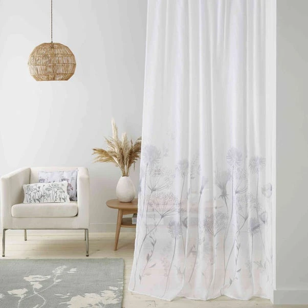 Catherine Lansfield Meadowsweet Floral Slot Top Voile Curtain Panel 6 Catherine Lansfield Meadowsweet Floral Slot Top Voile Curtain Panel - Image 4