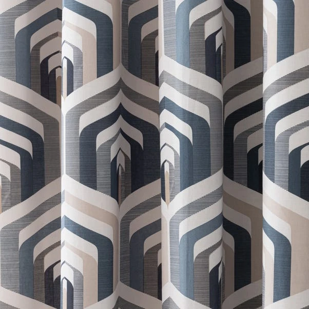 Dunelm Elements Archer Pacific Blackout Eyelet Curtains 4 Dunelm Elements Archer Pacific Blackout Eyelet Curtains - Image 2