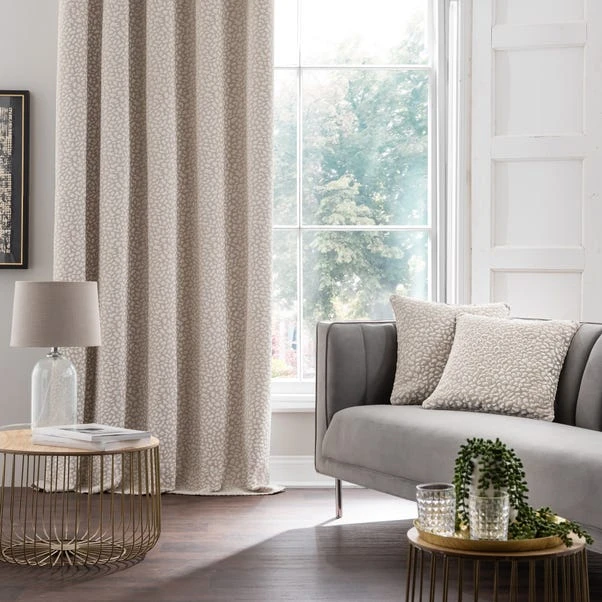 Dunelm Animal Cut Velvet Natural Eyelet Curtains 6 Dunelm Animal Cut Velvet Natural Eyelet Curtains - Image 4