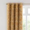 Dunelm Chenille Scroll Ochre Eyelet Curtains 2 Dunelm Chenille Scroll Ochre Eyelet Curtains -Dunelm Shop 30808532