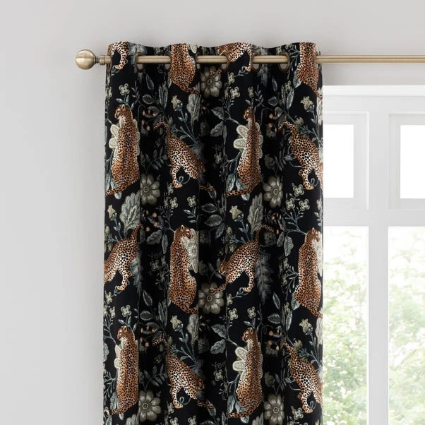 Dunelm Paradise Cheetah Green Eyelet Curtains 3 Dunelm Paradise Cheetah Green Eyelet Curtains