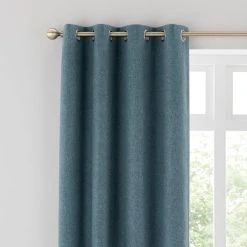 Dunelm Luna Brushed Pacific Blue Blackout Eyelet Curtains