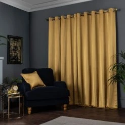 Dunelm Satin Old Gold Eyelet Curtains 12 Dunelm Satin Old Gold Eyelet Curtains -Dunelm Shop 30808611 alt04