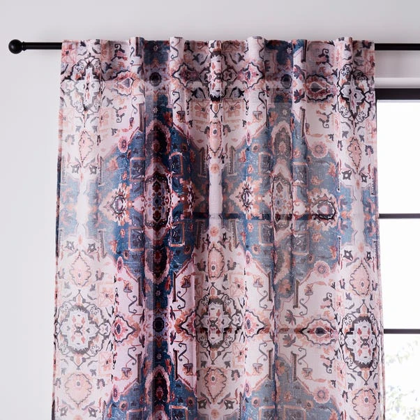 Dunelm Printed Oriental Pink Slot Top Single Voile Panel 3 Dunelm Printed Oriental Pink Slot Top Single Voile Panel
