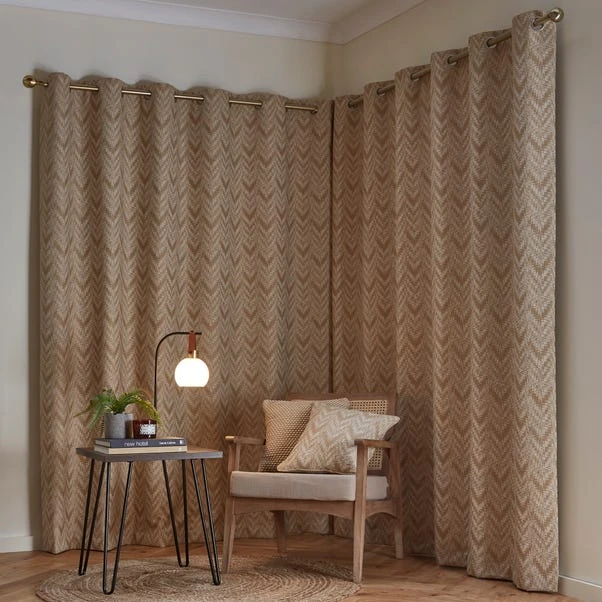 Dunelm Woven Chevron Natural Eyelet Curtains 6 Dunelm Woven Chevron Natural Eyelet Curtains - Image 4
