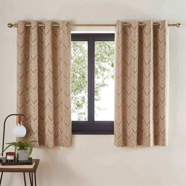 Dunelm Woven Chevron Natural Eyelet Curtains 7 Dunelm Woven Chevron Natural Eyelet Curtains - Image 5