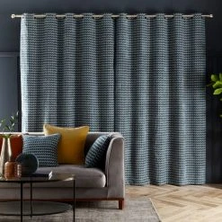 Dunelm Laurent Geo Teal Eyelet Curtains -Dunelm Shop 30809353 alt04