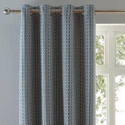 Dunelm Ryder Check Blue Eyelet Curtains
