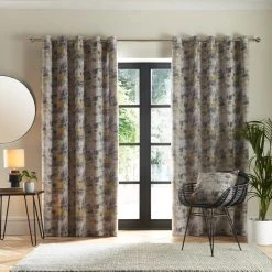 Dunelm Cove Textured Print Ochre Eyelet Curtains -Dunelm Shop 30809403 alt01